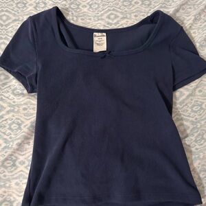 No Boundaries Deep Blue Ribbed Crop Top